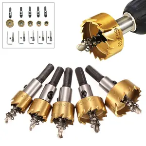 Titanium Hole Saw Drill Bit Set, 1 Set Hole Saw Drill Bit Set for Stainless Steel, Professional Hole Cutting Tool