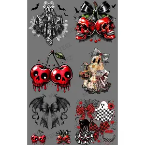 RED & BLACK HALLOWEEN PREMADE GANGSHEET  - 22X36  DTF TRANSFERS - DIRECT TO FILM