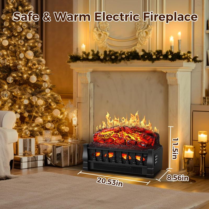 R.W.FLAME Electric Fireplace Insert Log Heater 21",750W/1500W Adjustable 5 Flame Brightness&Speed, Fireplace Insert with Realistic Ember Bed&Traditional Brown Log,Overheat Protection&Remote Control R.W.FLAME Electric Fireplace Insert Log Heater 21",750W/1500W Adjustable 5 Flame Brightness&Speed, Fireplace Insert with Realistic Ember Bed&Traditional Brown Log,Overheat Protection&Remote Control
