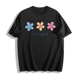 Holafish Womens Acid Washed T-Shirt with Daisy Print Drop Shoulder Design for Vintage Streetwear Unisex Baggy Hip Hop Style Acid Washed Graphic Tee Mother's Day Gift