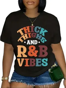 100% Cotton Unisex Thick Thighs R&B Vibes T-Shirt 90's R&B Girl RnB R And B Body Positivity Casual Summer Crew Neck Short Sleeve