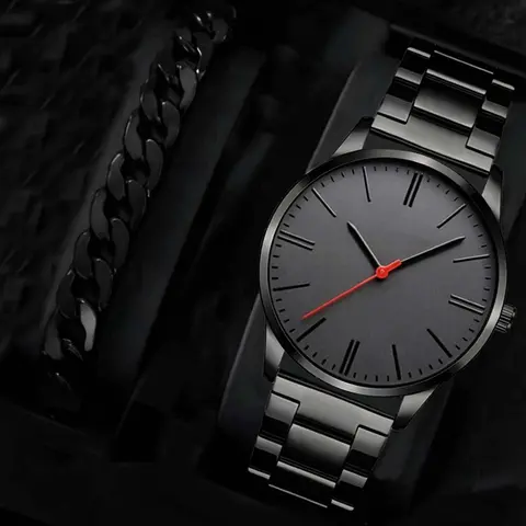 Men's Business Fashion Round Dial Analog Quartz Watch & Bracelet Set, Fashion Watch for Party, Daily Clothing Decor, Trendy All-match & Exquisite Watch Set for Gift, Business Fashion Watches
