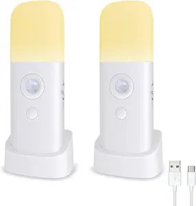 Motion Sensor Night Light Indoor, 2000mAh Battery Operated Lights, Cordless Table Lamps for Kids, 5 Stages Dimmable LED Nursery Night Lights for Bedroom, Bathroom, Hallway