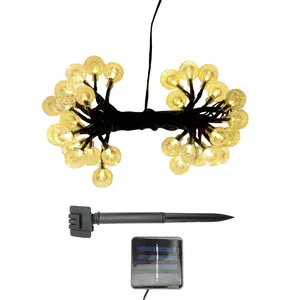 LumaBase Solar Charged Crystal Ball String Lights - 30 LEDs, 8 Functions, Ambient Lighting Decor for Garden, Deck, Porch