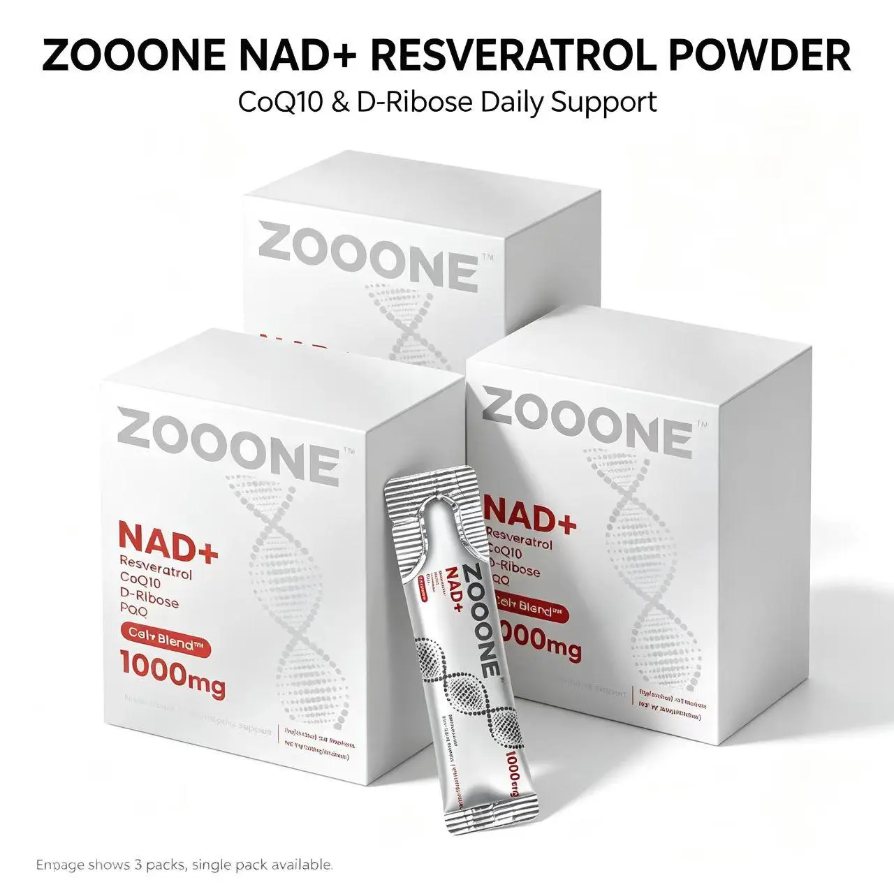 【3 pack】ZOOONE 1000mg NAD+ Berry Flavor Drink Mix for Skin Aging Support, Energy, and Focus[30 Pack]-a1