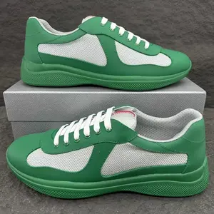 2026 trendy runway shoes Soft rubber New Fabric Americas Cup trainers size 35-47 Men's And Women's  Round-Toe design matte leather with silver mesh casual shoes Linea Rossa Voyage Sneakers