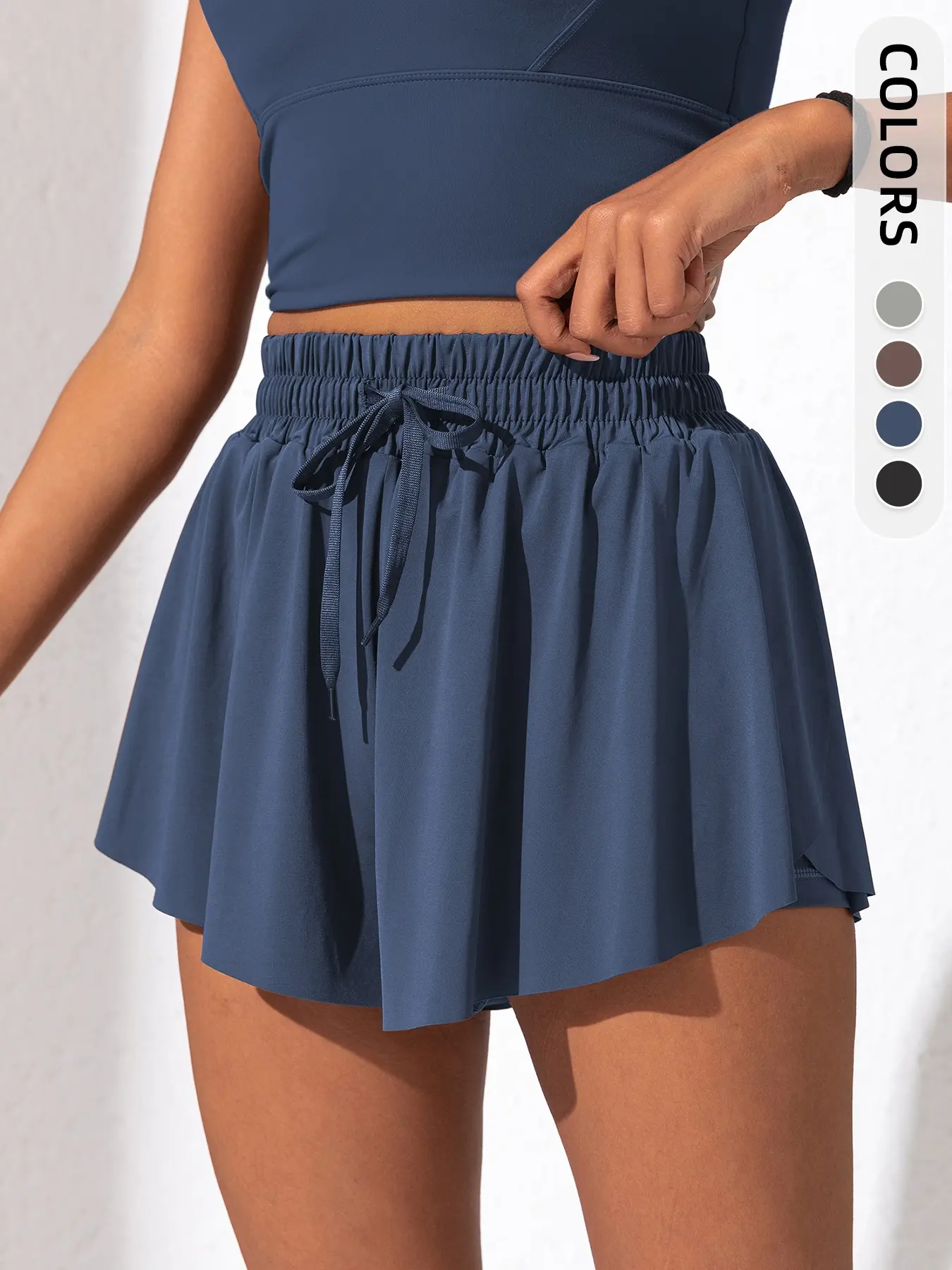 Women's Sporty Summer Shorts with Pockets, Fitted Design for Gym, Yoga, Running & Tennis, Cute Practical Casual Wear, Active Skort Skirt, Solid Pocket Skorts, Workout Tennis Skorts