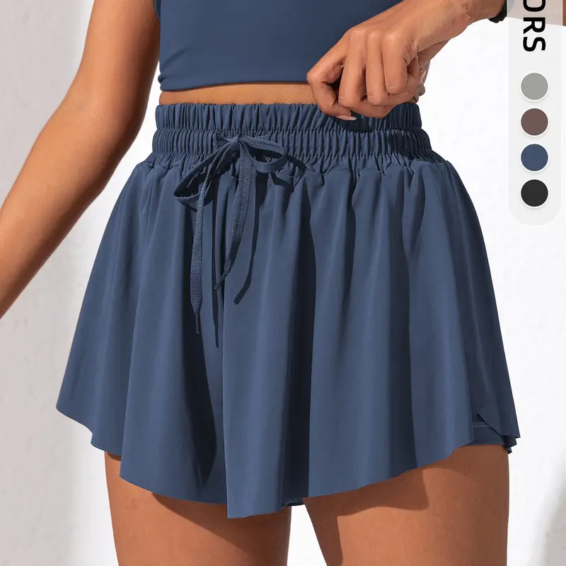 Women's Sporty Summer Shorts with Pockets, Fitted Design for Gym, Yoga, Running & Tennis, Cute Practical Casual Wear, Active Skort Skirt, Solid Pocket Skorts, Stretchy Skorts, Sports Skorts, Workout Skirts, Workout Tennis Skorts