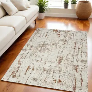 212 MAIN 8 ft. Abstract Power Loom Runner Rug, Red & Ivory, Decorative Area Rug (Model 545199)