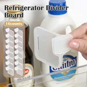 16 Counts Fridge Drawer Divider, Transparent Plastic Storage Organizer, Slide-Adjustable Partition Bins for Refrigerator