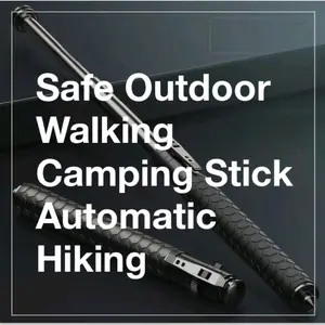 Hiking Stick Auto Pop-Up Telescopic Walking Pole - Portable Collapsible Trekking Staff