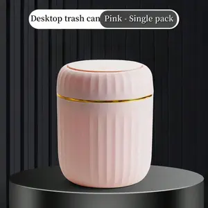 Portable Luxury Desktop Trash Can, Multi-Color Small Waste Bin with Lid, Creative Design for Office, Living Room, Study Room, Bedroom