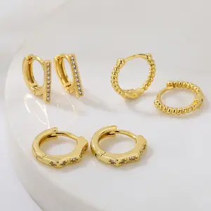 Women's Stainless Steel Minimalist Crystal Zirconia Hoop Earrings for Small Cartilage, Helix, Tragus Piercings (Sports & Outdoor Accessories)