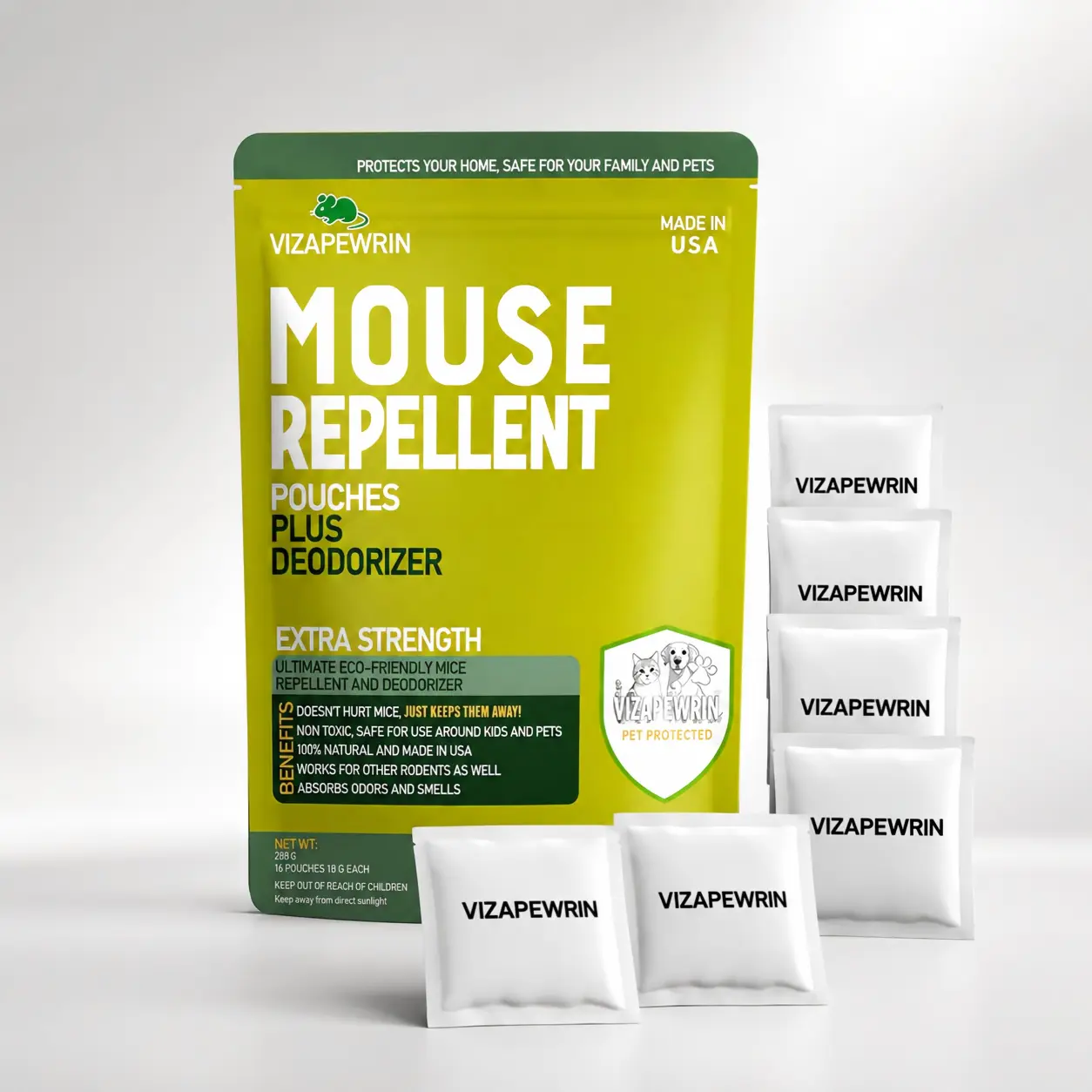 32pc-Mouse Rodent Repellent Pouches-Prevents rats from entering cars - Rodent repellent containing peppermint oil - Suitable for indoor and outdoor storage, kitchens, etc. - Made in the USA,VIZAPEWRIN certified