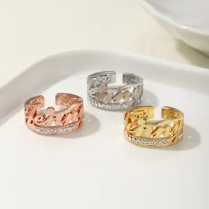 Customized Name Birthstone Adjustable Ring Personalized Zirconia Exquisite Jewelry Christmas Commemorative Gift For The Best Her