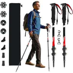 Lightweight Collapsible Trekking Poles for Hiking – 2 Pack Adjustable Hiking Poles, Aluminum Walking Sticks for Skiing, Nordic Walking, Retractable Walking Sticks for Seniors, Women, Men