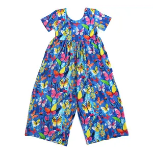 Aurora Butterfly Romper Bamboo Toddler Girls One Piece Pull Up Outfit 