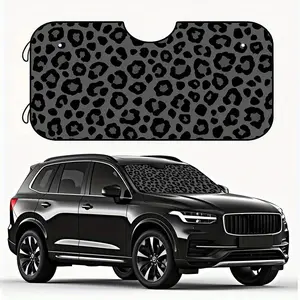 1pc a Foldable Car Sunshade Featuring a Leopard Grey Animal Pattern, Designed to Effectively for block Heat And Sunlight, Making It Perfect for Urban Environments, Parked Vehicles, And Road Trips During Holidays