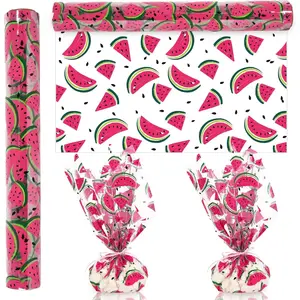 Watermelon Cellophane Wrap Roll 100Ft x 16In 2.5Mil  Fruit Cellophane Paper Summer Cello Wrapping Paper for  Basket Birthday Party Favor