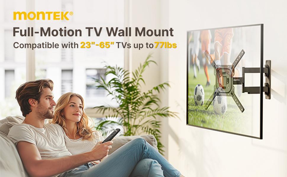 monTEK Adjustable Full Motion TV Wall Mount - 13-120 in Flat & Curved TVs, Living Room Modern Articulated Arm Bracket, Max VESA 900x600mm, 265 lbs Max Load, Easy Install, Swivel-Tilt