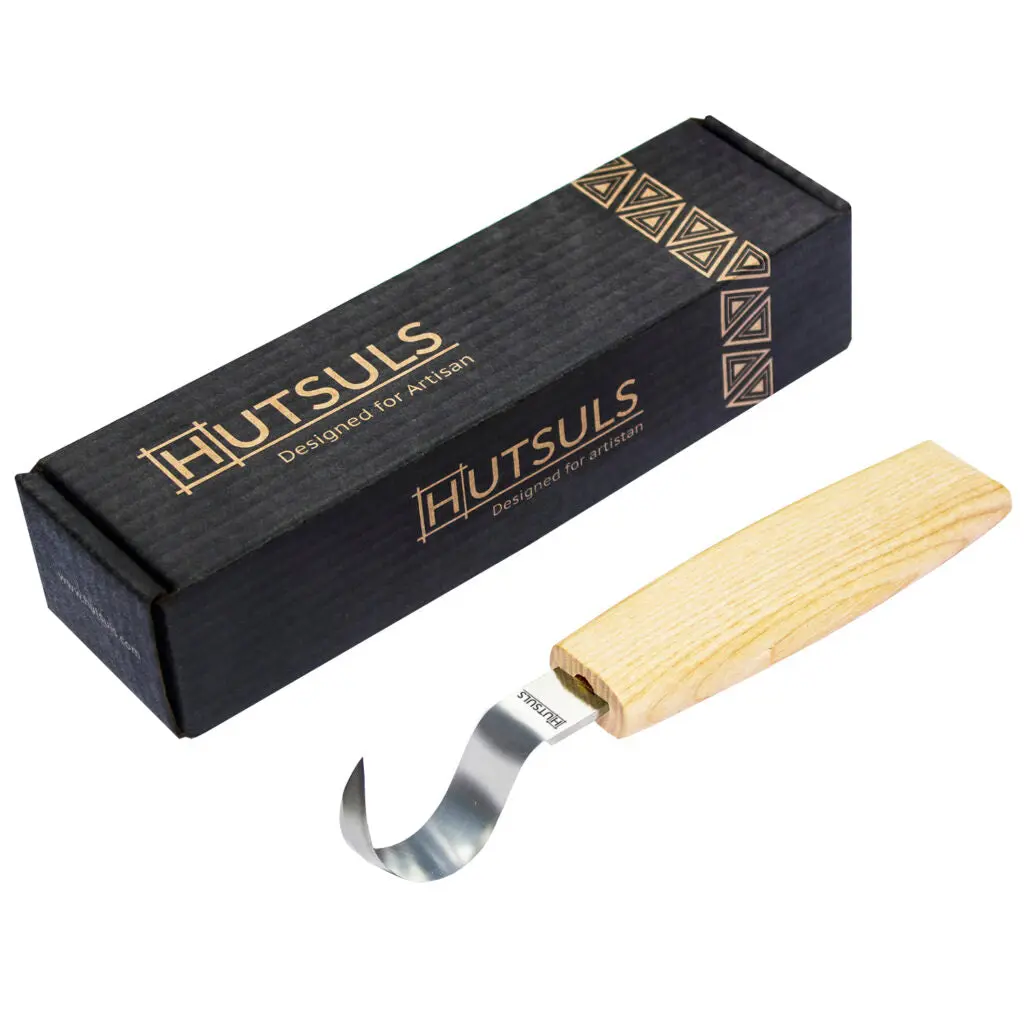 Hutsuls Spoon Carving Knife for Beginners - Right-Handed Razor Sharp Wood Carving Hook Knife Tool in Beautiful Gift Box Kuksa Carving Hobbies for Men