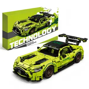 1:14 Technic GT Racing Sports Car Assembly Blocks Set (1466 Pcs) - Green Collectibles Brick Building Set, Buildable Kit Cars with Working Steering & Engine, Premium STEM Construction Toy Gift for Teens & Adults