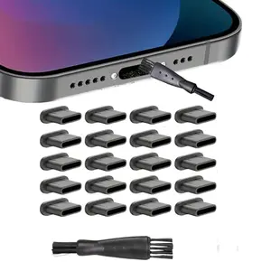 Silicone Type-C Dust Plug, USB-C Charging Port Protector Cover with Cleaning Brush, Compatible with Type C Phones, Durable Design