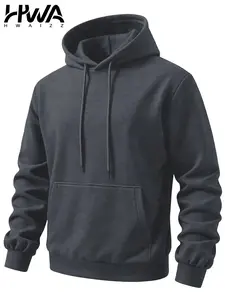 Men's Loose Fit Solid Color Hoodie, Sweatshirts, Fashion Casual Hooded Top, Fall Winter Outdoor Wear with Drawstring and Kangaroo Pocket