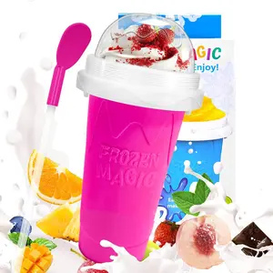 Slushy Maker Cup with Lids and Straws for All Age, Frozen Smoothies Magic Squeeze Mug Slushie Magic Cup Tik Tok Cooling Slush Cup
