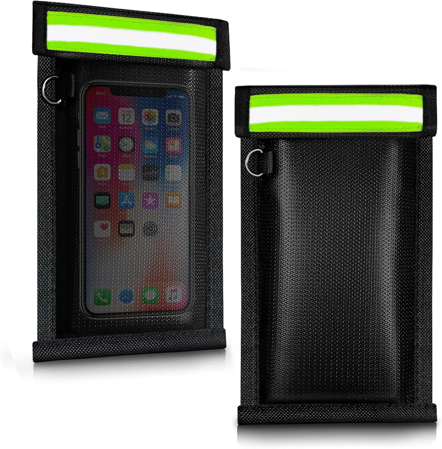 (2 Pack) Signal Blocking Faraday Pouch Organizer for Phones & Car Keys Green