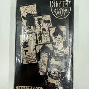 Kitten Tarot 78 Card Cat Tarot Deck in Black & Cream for Beginners Collectors and Cat Lovers