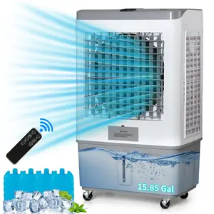 【MothersDayGift】ZOKOP 2900CFM Portable Air Cooler, 15.8Gal/60L Evaporative Swamp Cooler, 3-IN-1 Cooling Fan with Water Connected, Remote Control, 3 Speeds, 12H Timer & 4 Ice Box, Humidifying Oscillating Fan