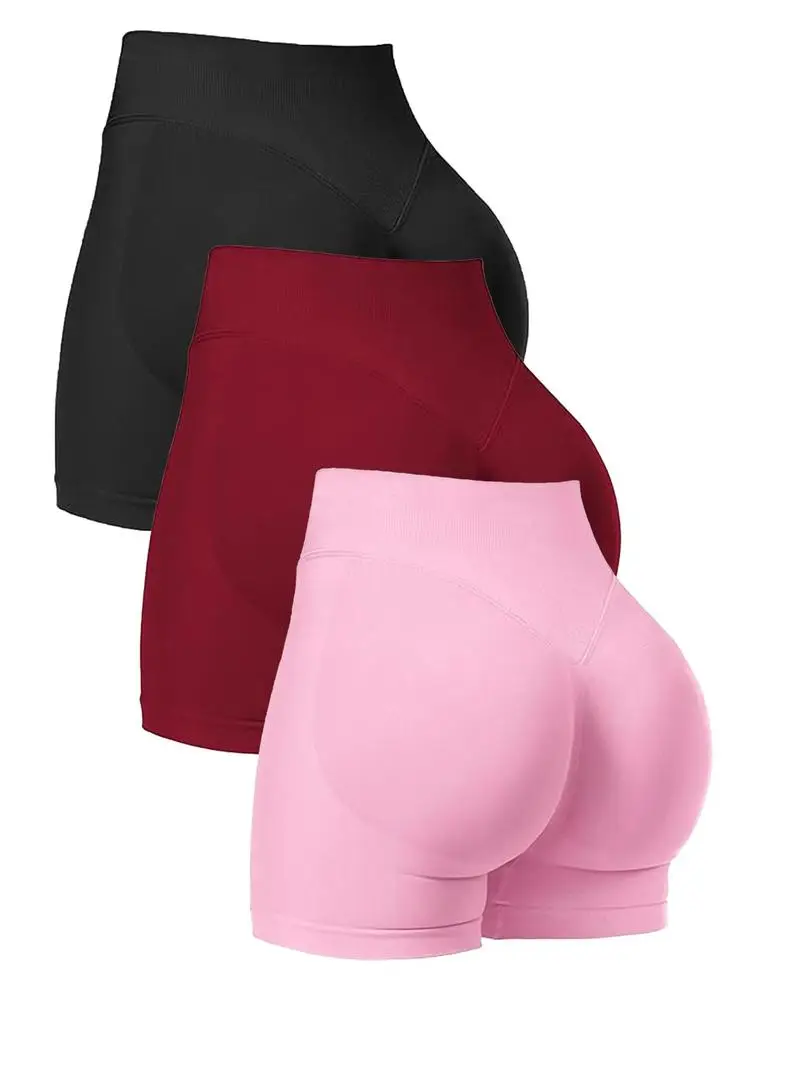 Women's Solid High Waist Sports Spandex Shorts - Breathable Comfortable High Stretch Skinny Shorts for Gym and Indoor/Outdoor Wear Gymclothes Stretchy