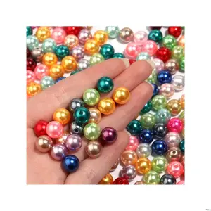 Diy , Earring ) / 8 / ( , Hole With Beads Round Abs Blue / 100 / 300 1000pcs Water Faux Pearl Mixed Pearl Sizes 3 4 / 6 / 10mm For Bracelet , Necklace