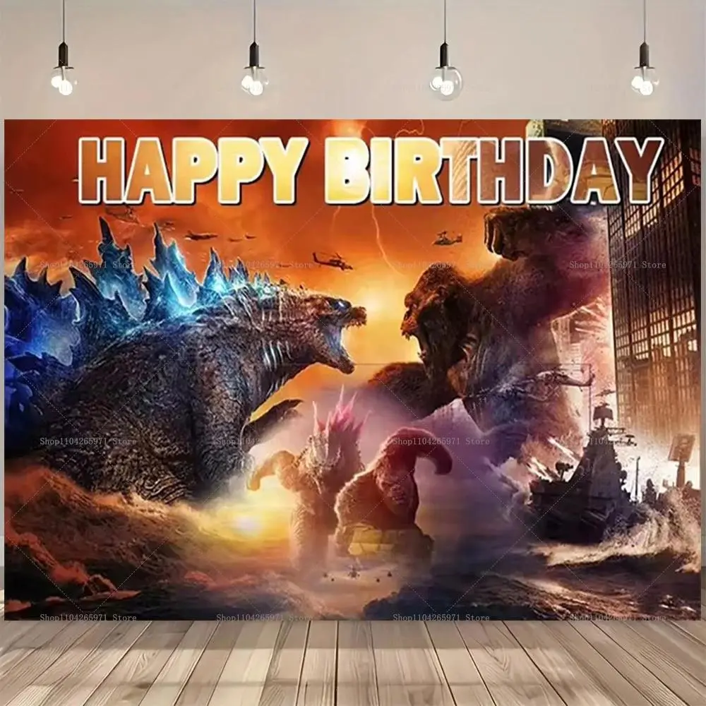 Godzilla vs Kong Kaiju Battle Synthetic Fabric Tapestry - Lightweight Soft Wall Hanging Cloth Art, Indoor Family & Friends Gift for Bedroom, Party Decor Backdrop