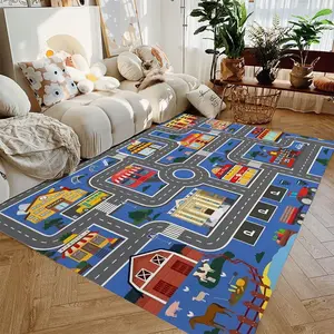 Car Play Mat for Boys and Girls Highway City Traffic-Themed Rugs for Kids Toy Cars Kids Rugs for Playroom Non-Slip Kids Play Rug Activity Mat#Color:1,Size:40x60cm