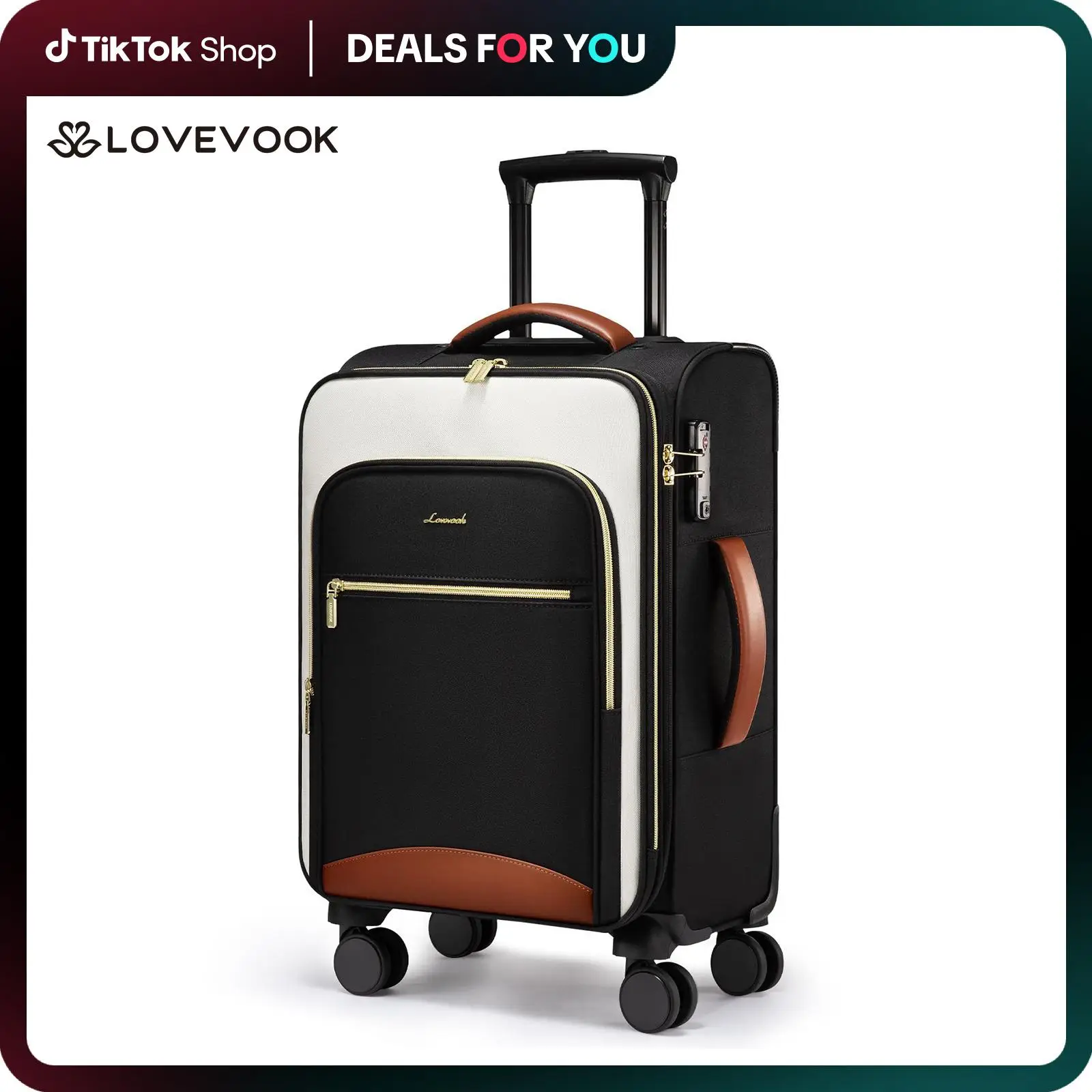 LOVEVOOK TikTokShopBacktoSchool 22x14x9 Carry On Luggage Suitcases with 4 Wheels, TSA Approved Travel Rolling Suitcase, Color Blocking Suitcase With W