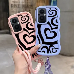 1 Piece N20 5G Black love heart Flexible Cellphone Case Cover For 1+Nord N20 5G With Elegant And Lanyard Features Suitable For Casual Accessories