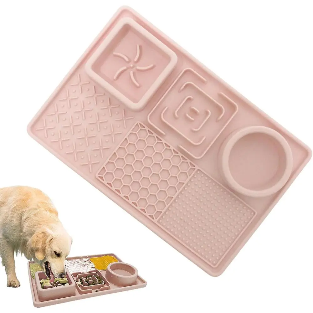 Multi-compartment Pet Slow Feeder Bowl, Silicone Pet Slow Food Bowl, Pet Slow Eating Mat, Pet Treat Mat for Dogs and Cats