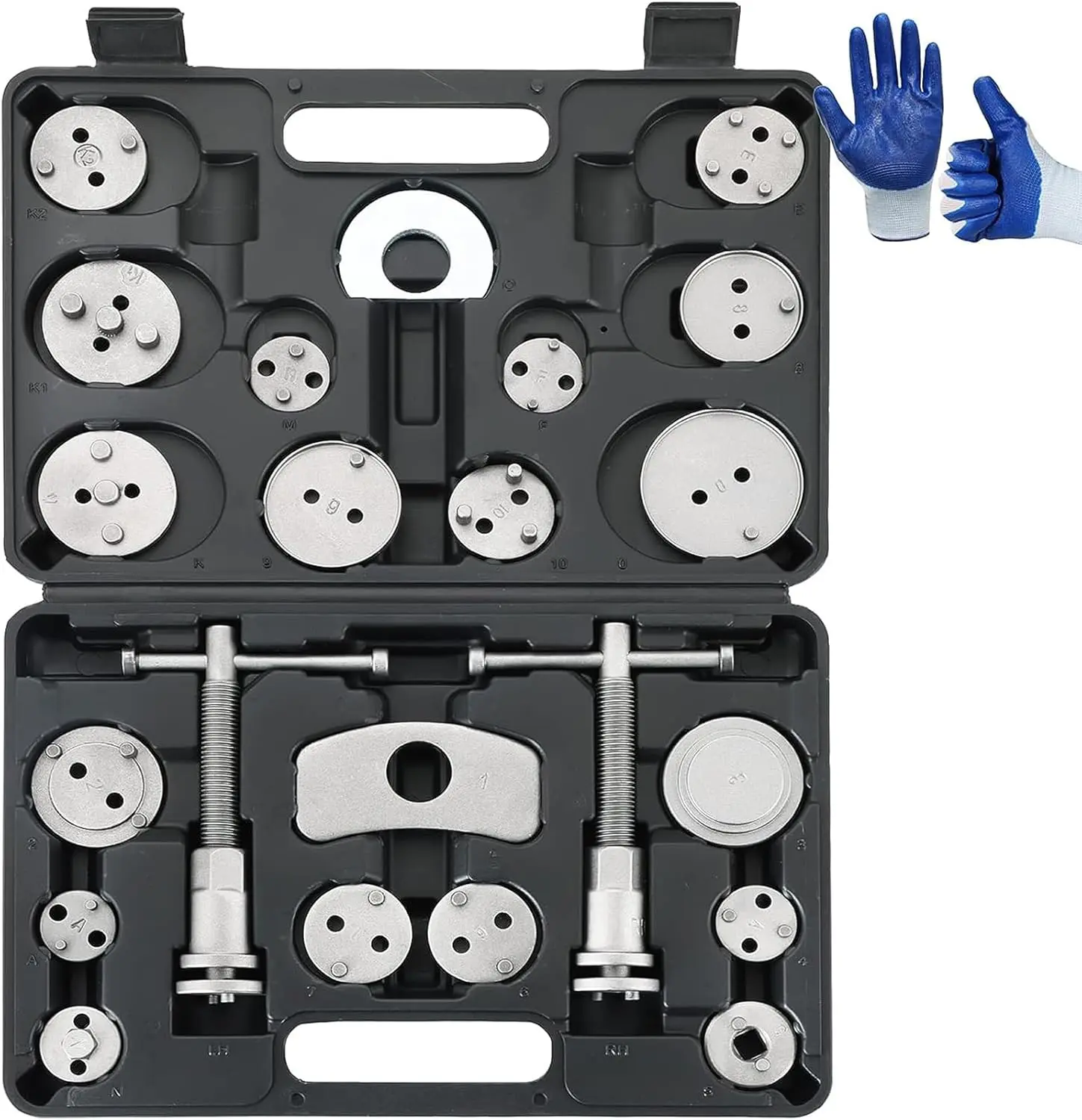 DASBET 24pcs Heavy Duty Disc Brake Caliper Tool Set Disc Brake Caliper Compressor Wind Back Tool Brake Spreading Tools (Black, 24pcs)