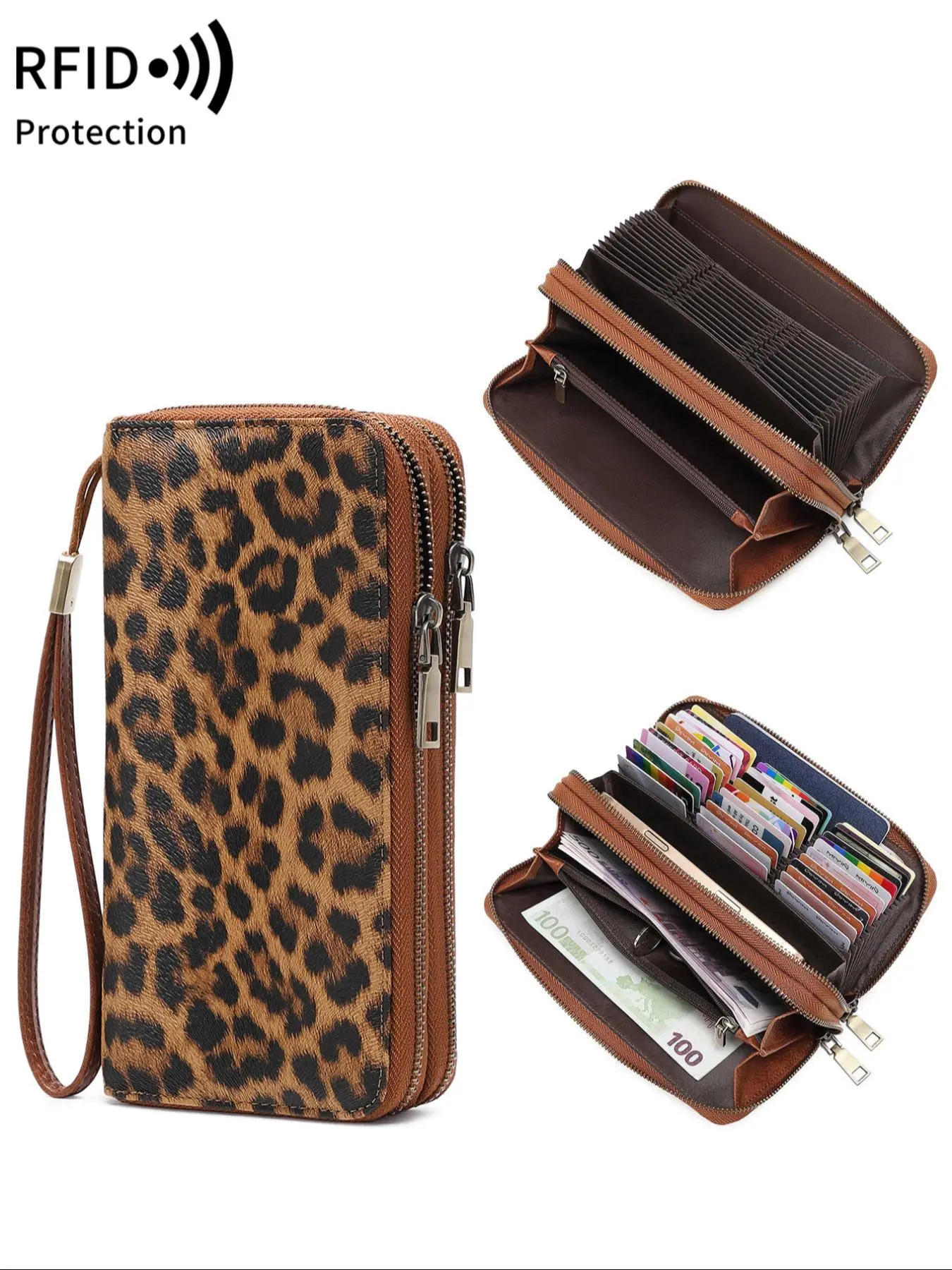 Fashion Leopard Pattern Zipper Wallet, Large Capacity Multi Card Slot Coin Purse, Casual Trendy Versatile High-quality Daily Wallet for Women, Fashionable Versatile Purse Western Purse, Wallets Women, Wallet With Zipper