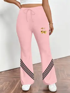 Women's Fruit Pattern Print High Waist Long Pants Bottom, Comfortable Skin-Friendly Plus Size Casual Trousers for Daily Wear