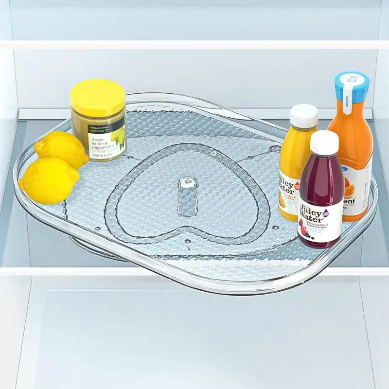 【DealsForYouDays】Susan Turntable Organizer - Fits Most Refrigerators, Rectangle Turntable Rack Spice Organizing, Heartspin Lazy Susan Organizer for Fridge,