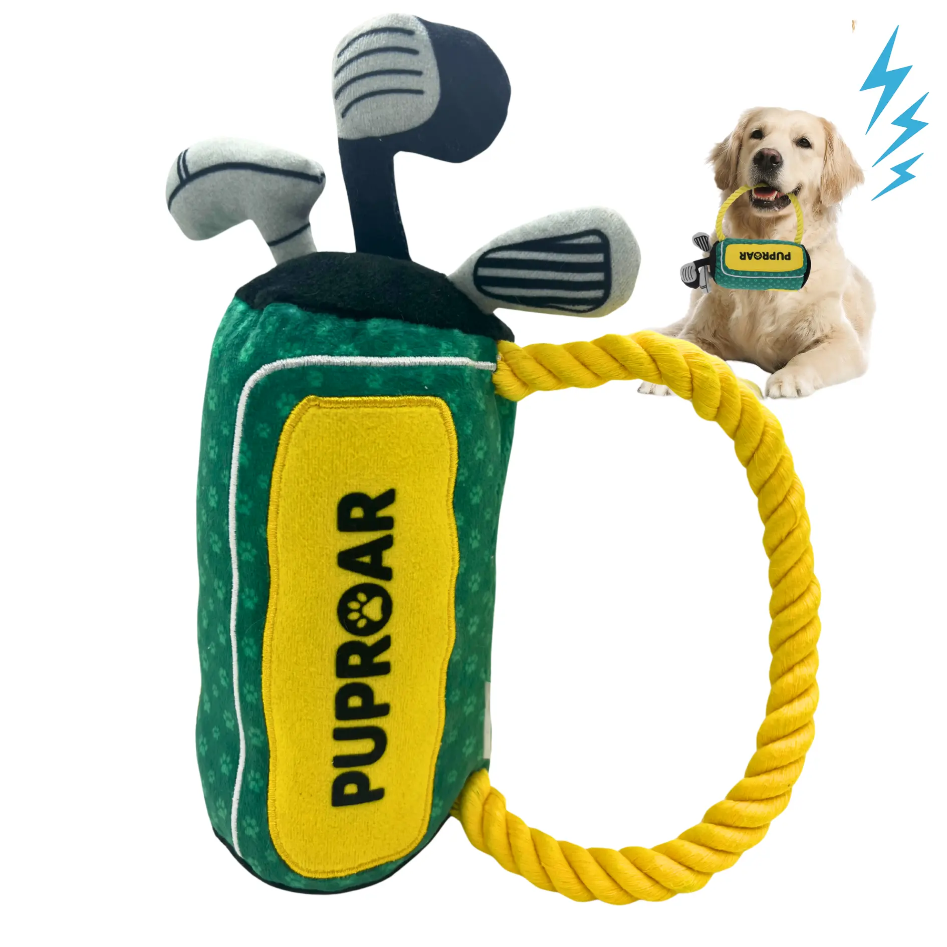PUPROAR Golf Squeaky and Crinkle Dog Toy - Fun & Interactive Plush Puppy Birthday Present & Dog Gift