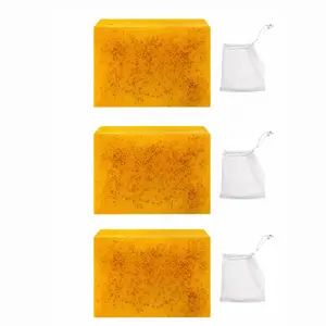 Lemon Turmeric KojicAcid Soap for Sensitive Skin, Gentle Moisturizing Cleansing Bar with Bubble Net, Summer Facial Care for Acne Daily Use