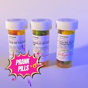 Act Right Pharmacy Prank Pill Bottle 3-Pack - 24ml Skittles Filled Custom Prescription Bottles for Gag Gifts & Birthday Laughs