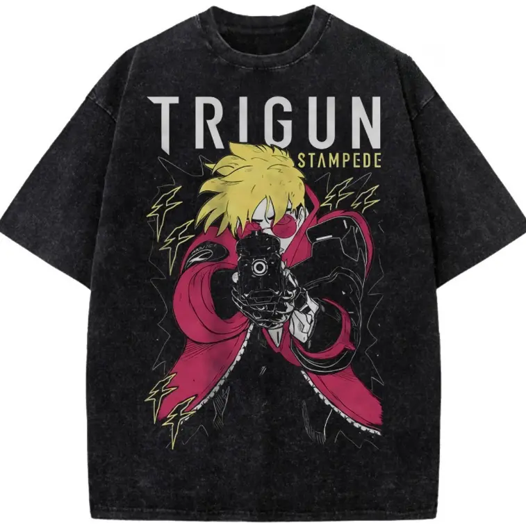 Vash the Stampede Shirt, Trigun Shirt, Retro Trigun Stampede Graphic T-Shirt, Vash Fan Merch Unisex Cotton Crewneck T-Shirt Menswear Womenswear Streetwear Top