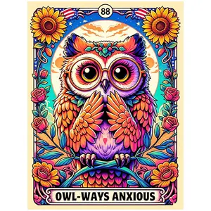 Vintage Tarot Style Owl-Ways Anxious Diamond Art Kit - 11.8"×15.7"