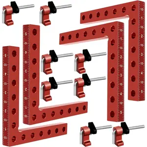 4 Pack 90 Degree Right Angle Clamp - 5.5" x 5.5" Aluminum Alloy Corner Clamps for Woodworking, Cabinets, Drawers and Picture Frames