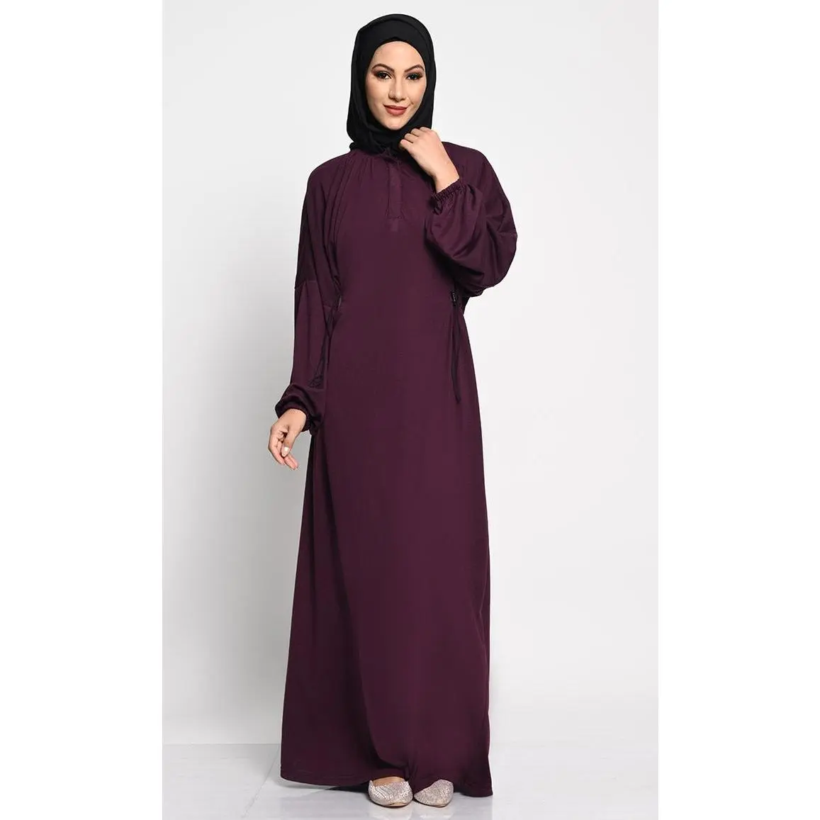 Women's Straight Abaya – Jersey with Side Ties